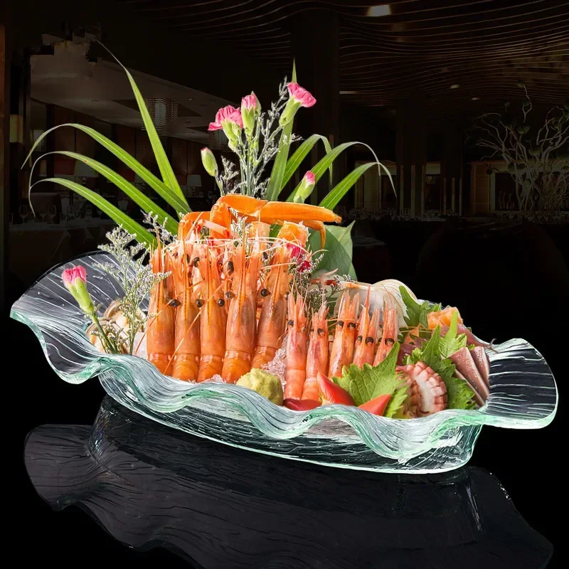 

Акриловый поднос для льда с сашими, прозрачная кухонная тарелка для суши, фруктов, блюдо для морепродуктов, лоток для сухого льда, овальный лоток для лосося, кухонные инструменты