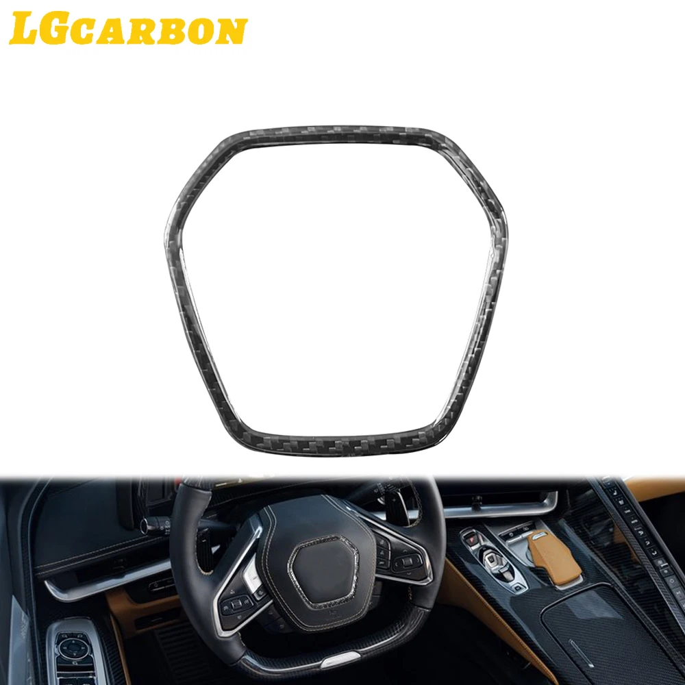 

LGcarbon For Chevrolet Corvette C8 Stingray Z51 Z06 2020up Real Carbon Fiber Car Steering Wheel Decorative Frame Cover Trim