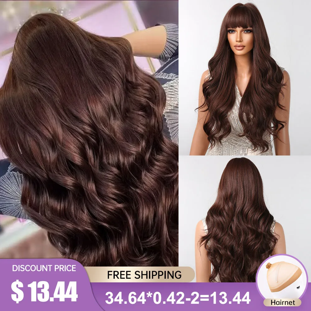 Chocolate Brown Long Wavy Synthetic Wigs for Black Women Natural Wave Wig with Bangs Heat Resistant Cosplay Party Daily Hair
Chocolate Brown Long Wavy Synthetic Wigs for Black Women Natural Wave Wig with Bangs Heat Resistant Cosplay Party Daily Hair