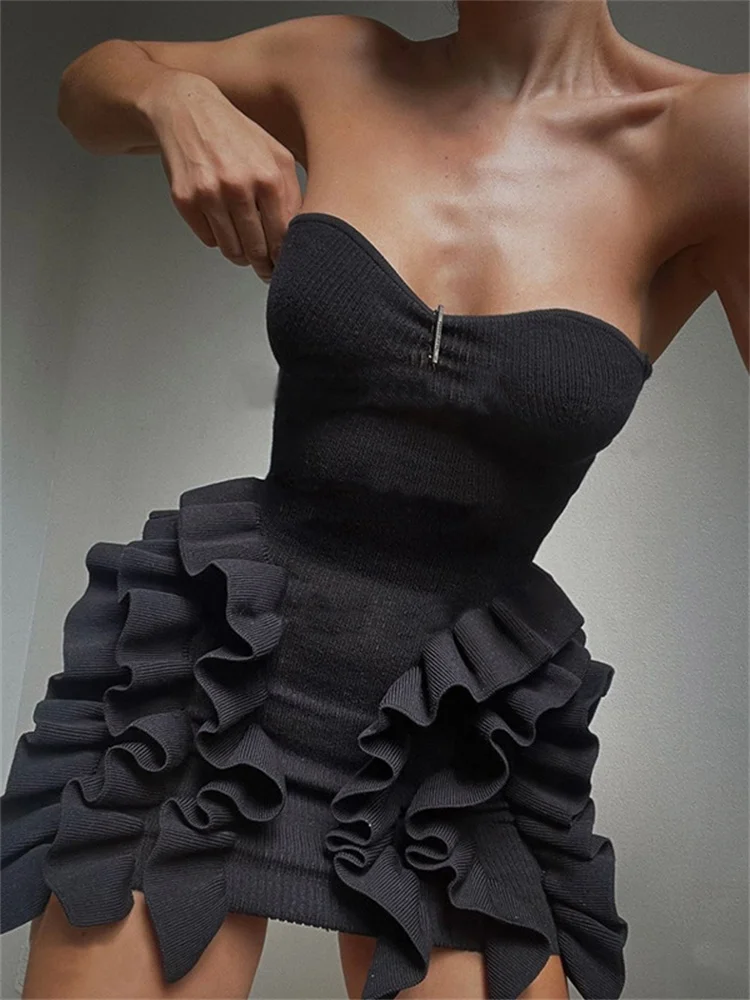 Laertes Knit Strapless Sexy Elegant Tierred Ruffles Sleeveless Dress Fashion 2024 Frill Bodycon Evening Party Club Dresses Black
Laertes Knit Strapless Sexy Elegant Tierred Ruffles Sleeveless Dress Fashion 2024 Frill Bodycon Evening Party Club Dresses Black