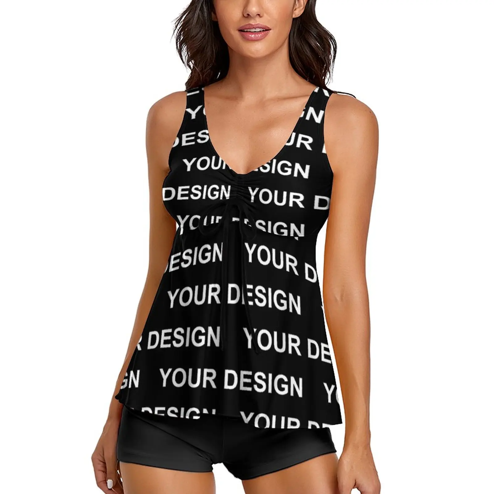 

Add Design Customized Tankini Swimsuit Custom Made Your Image Fitness Swimwear Stylish Bathing Suits High Waist Print Beachwear