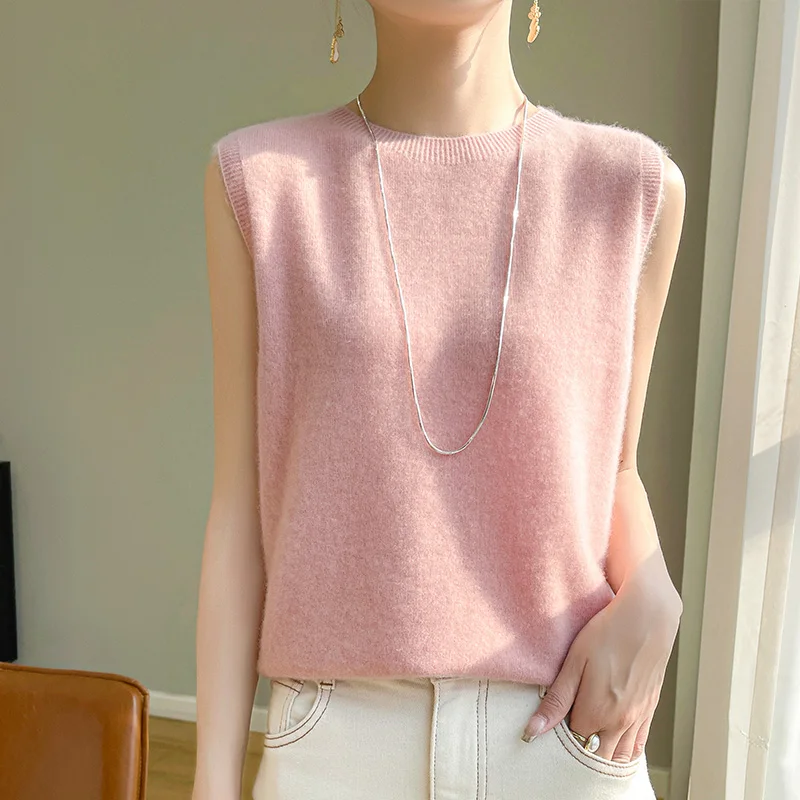 

Spring First-Line Ready-To-Wear O-Neck Slim Pure Sweater Vest Feminine Commuter Knitting Bottoming Joker Sleeveless Vest