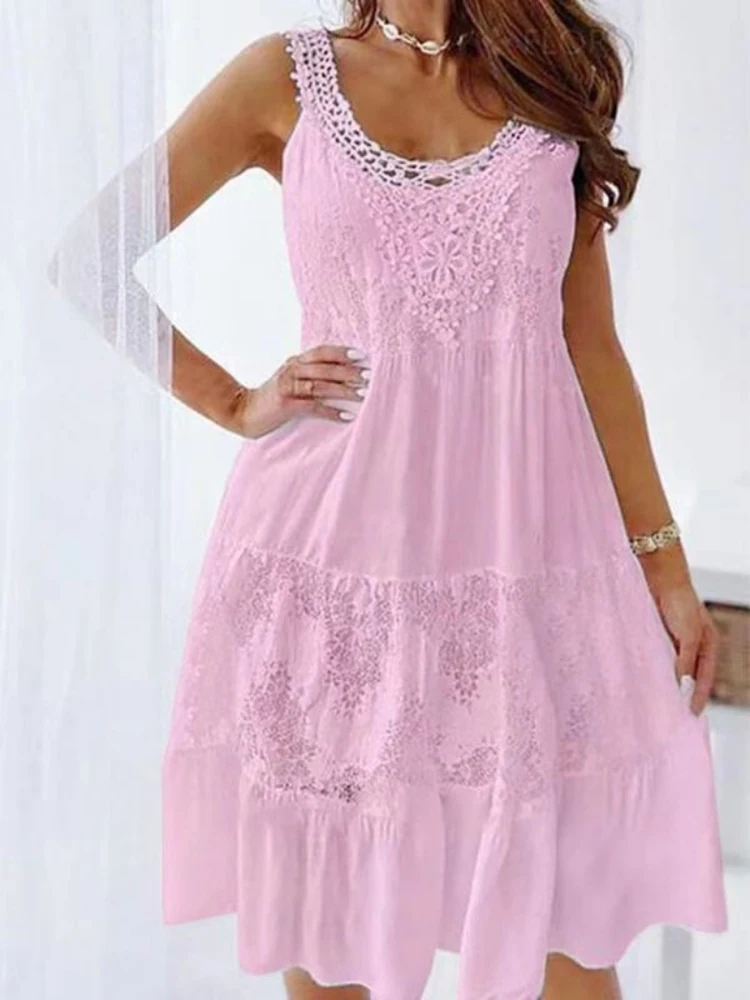 Sleeveless Sweet Party Dress Women Summer 2023 Elegant Lace Patchwork Solid O-Neck Loungewear Ladies Dress Streetwear Vestidos
Sleeveless Sweet Party Dress Women Summer 2023 Elegant Lace Patchwork Solid O-Neck Loungewear Ladies Dress Streetwear Vestidos