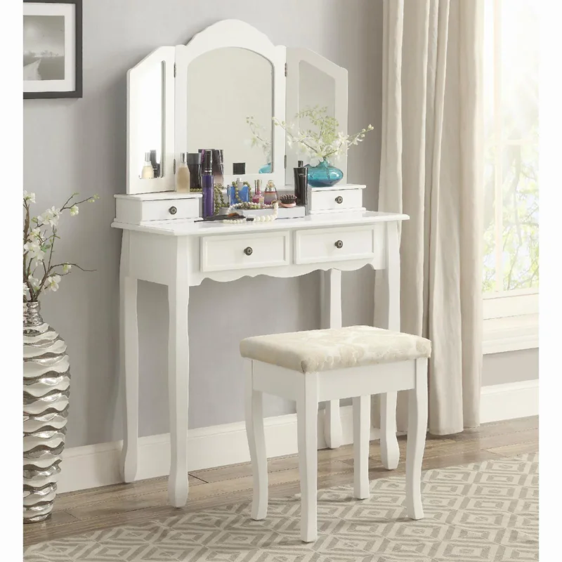 

Деревянная мебель Roundhill Sanlo, искусственный столик и стул, белые шкафы для спальни