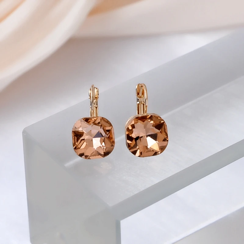 Boucles d'oreilles pendantes carrées en cristal bleu pour femmes, petite déclaration géométrique brillante, mode coréenne, bijoux d'oreille pour filles, cadeau d'anniversaire 3