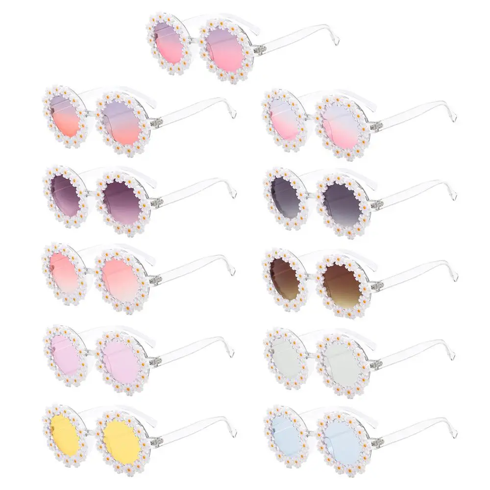 

Fashion Party Disco Adults Round Frame Daisy Sunglasses for Women Shades Flower Sun Glasses