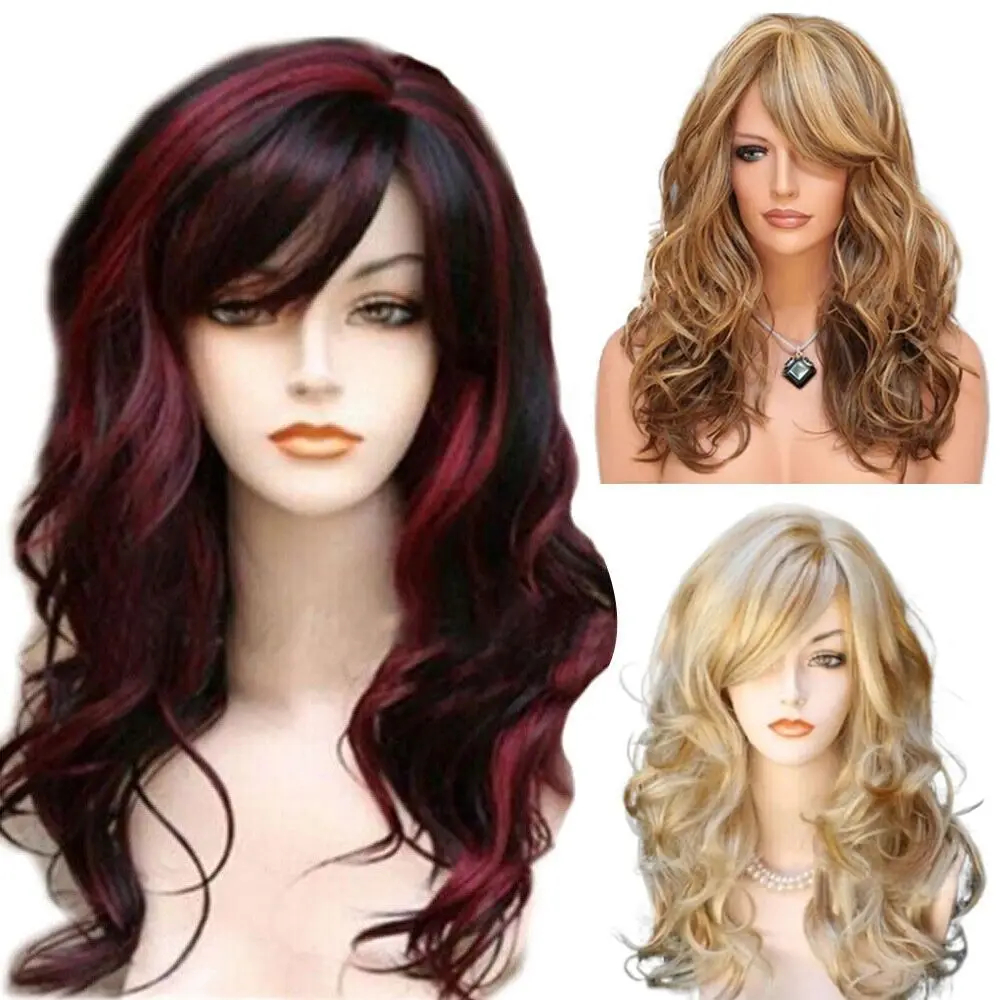 

Bangs Wavy Hairpiece Trendy Hair Extensions Long Blonde Curls Ombre Curly Hair Wig Wavy Brown Gold Thermostability Blonde Wig