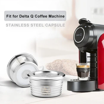 ICafilasStainless Steel 재사용 가능한 커피 캡슐, 델타 Q 기계용 리필 가능 커피 캡슐 컵 필터