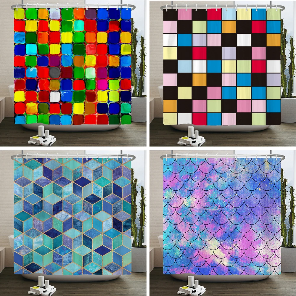 Colorful Mosaic Pattern Shower Curtains Art Printed Bathroom Waterproof Polyester Bath Curtain Home Decor Curtain with Hooks
Colorful Mosaic Pattern Shower Curtains Art Printed Bathroom Waterproof Polyester Bath Curtain Home Decor Curtain with Hooks
