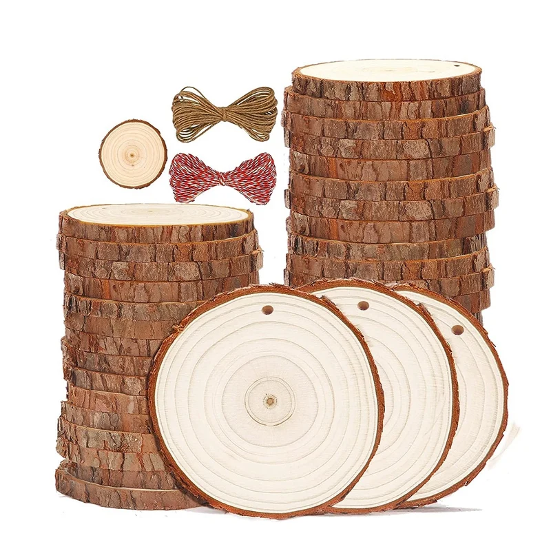 

30Piece Natural Rounds Unfinished Wooden Circles Wood Ornaments Craft Supplies Wood Slices 3.5-4.0 Inch DIY And Painting
