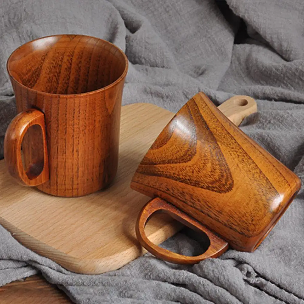 

280ml Coffee Mug Large Capacity with Handle Japanese Style Drinkware Natural Jujube Wood Tea Beer Milk Mug Home Supplies