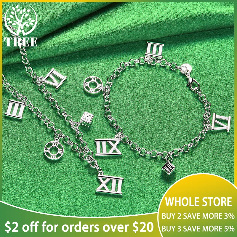ALITREE 2pcs 925 Sterling Silver Jewelry Set For Women Fashion Roman Numeral Pendant Chain Necklace Bracelet Lady Wedding Gift
ALITREE 2pcs 925 Sterling Silver Jewelry Set For Women Fashion Roman Numeral Pendant Chain Necklace Bracelet Lady Wedding Gift