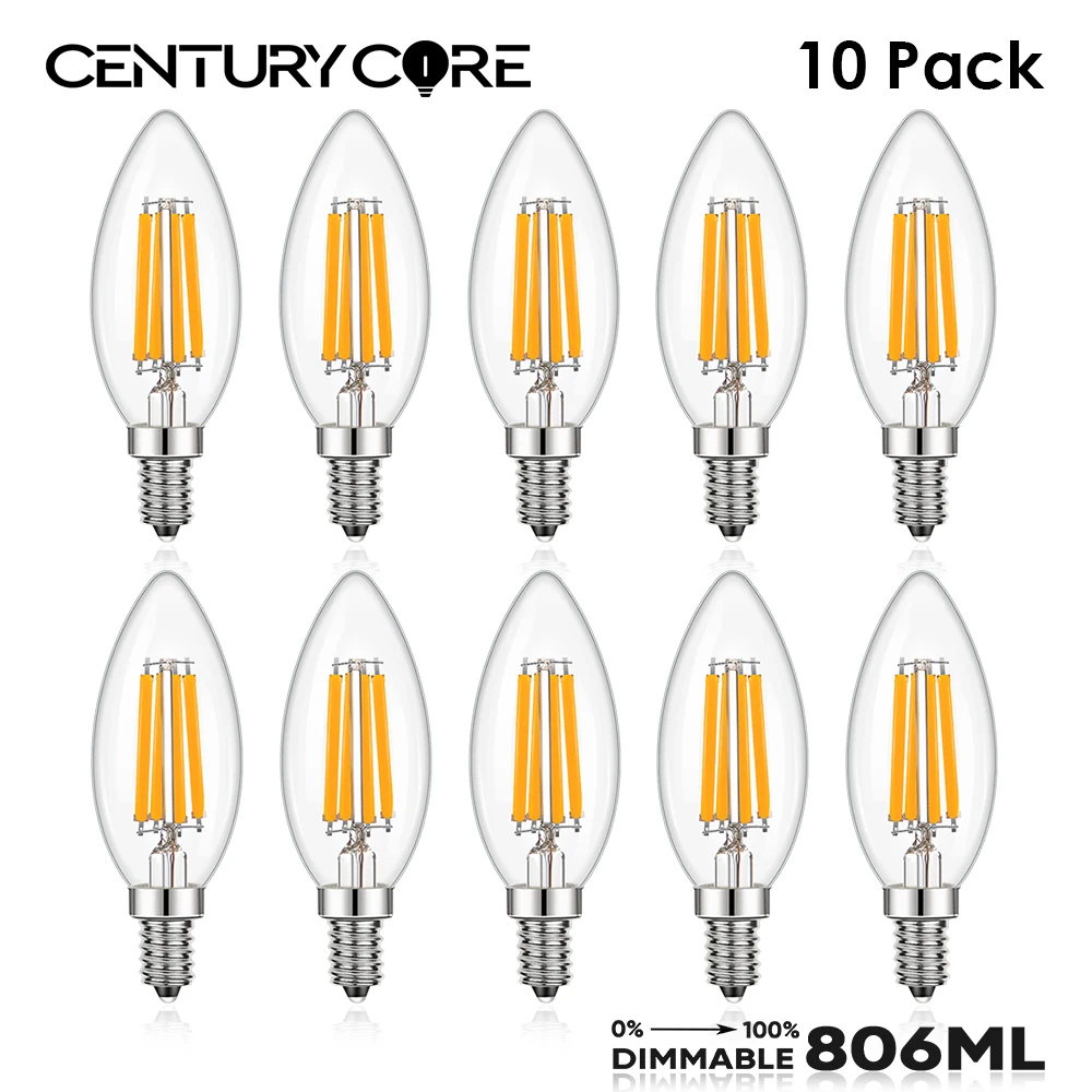 

806High lumen Candle C35 Led Light Bulb 220V Vintage 6.5W E14 Dimming Filament Lamp Pendant Chandelier Decorative Edison Bulbs