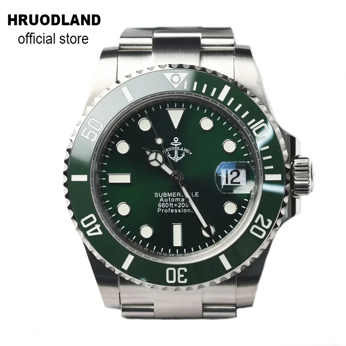 

Hruodland Classic Sub Water Goast Automatic Men Watches PT5000 SW200 Sapphire Glass Stainless Steel Mechanical Diving Wristwatch