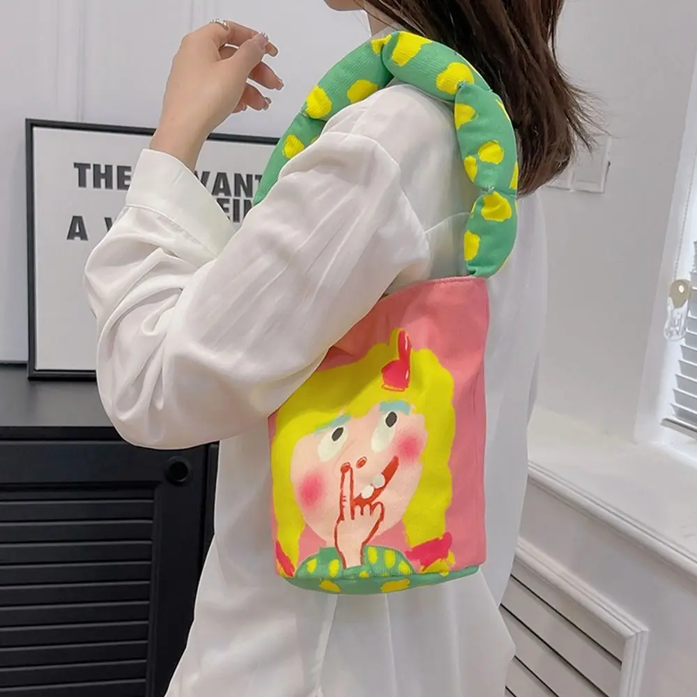 

Вместительная Холщовая Сумка-мешок с принтом, элегантная Холщовая Сумка-тоут в Корейском стиле с граффити, сумка для ланча, сумка на плечо, сумка для хранения