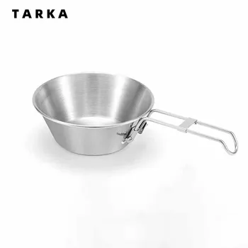TARKA 캠핑 식기 접이식 손잡이 그릇, 스테인레스 스틸 시에라 컵, 야외 하이킹 관광 장비, 여행 피크닉 용품