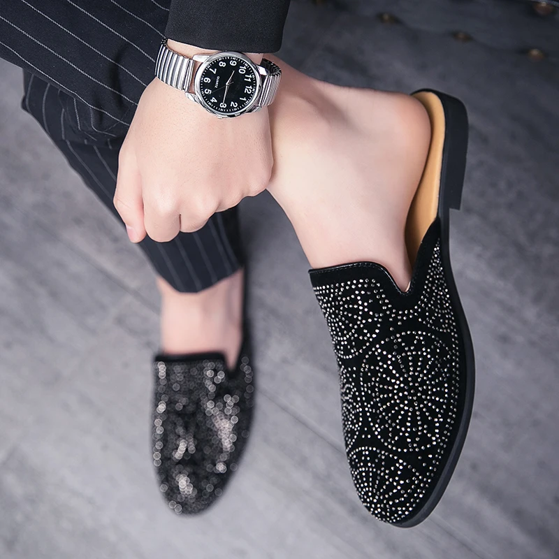 Summer Rhinestone Half Shoes For Men Dress Shoes Mules Man Slides Male Leather Casual Shoes Party Loafers Slippers Flats Sandals
Summer Rhinestone Half Shoes For Men Dress Shoes Mules Man Slides Male Leather Casual Shoes Party Loafers Slippers Flats Sandals