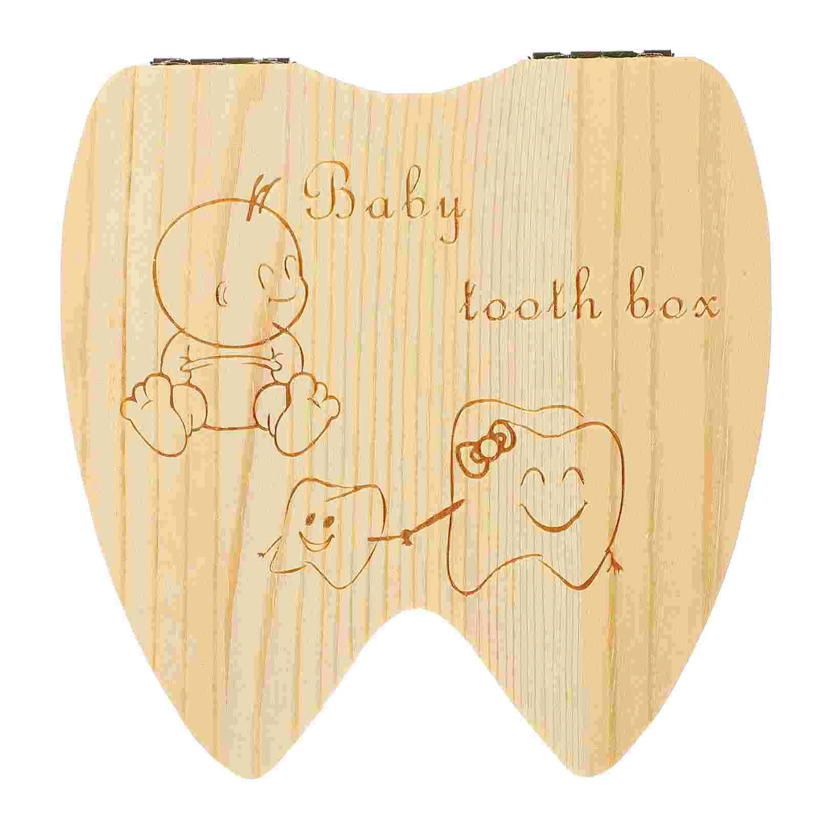 

French Children's Baby Teeth Preservation Box Tooth Organizer Storage Solid Wood Wooden Holder Kids