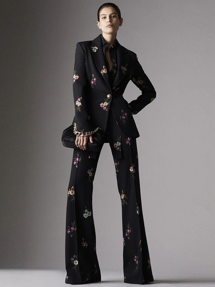 Women's Printed Single Button Suit Pants Set 2-Piece Office Business Dress Single Button Open Front Pants Jacket Set
Women's Printed Single Button Suit Pants Set 2-Piece Office Business Dress Single Button Open Front Pants Jacket Set