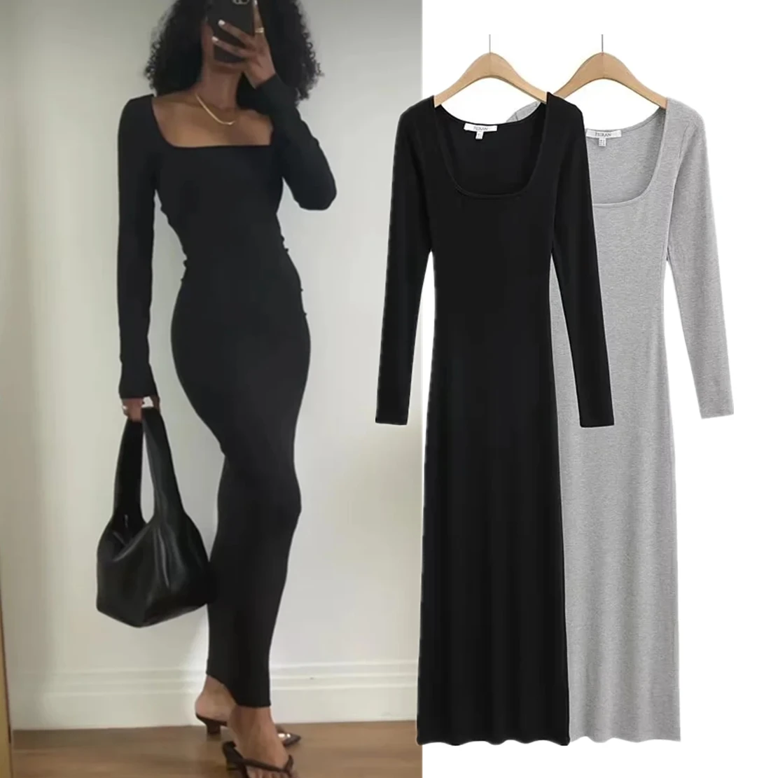 Maxdutti Long Sleeve Sexy Sheath Maxi Dress Women Ins Fashion Blogger Retro Square Collar Knitted Dress
Maxdutti Long Sleeve Sexy Sheath Maxi Dress Women Ins Fashion Blogger Retro Square Collar Knitted Dress