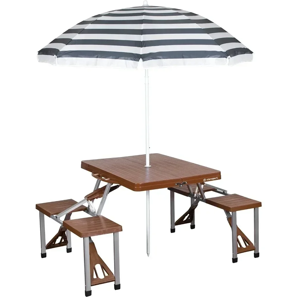 

Стол для пикника и зонтик комбинированный-коричневый стол для кемпинга обеденные столы стул уличная Туристическая мебель