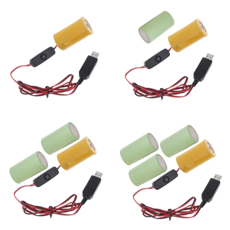 

DXAB USB to LR20 D Eliminators with Switches Repalce 1-4pcs D Batteries