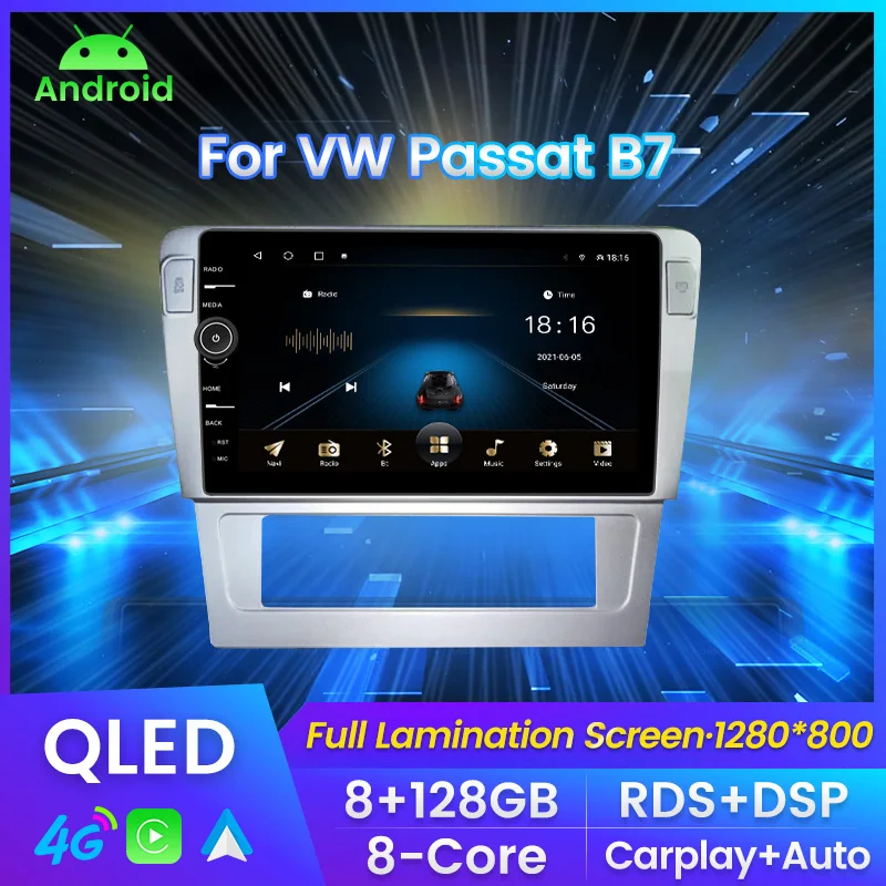 

QLED экран с ручкой Автомагнитола For Фольксваген Пассат B7 For VW Volkswagen Passat 7 B7 мультимедийный плеер навигация GPS Автомобильная интеллектуальная система Carplay Android авто до 8 ядер 8 + 128G