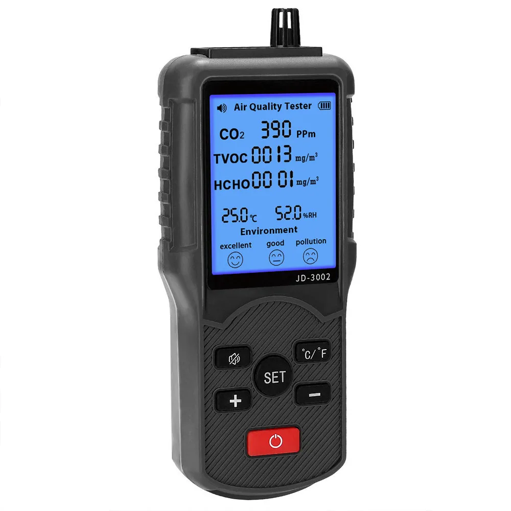 JD-3002 Высокоточный ЖК-анализатор газа CO2, ручной детектор качества воздуха DONGGUAN, ЖК-дисплей OEM ODM CE ROHS FCC
JD-3002 Высокоточный ЖК-анализатор газа CO2, ручной детектор качества воздуха DONGGUAN, ЖК-дисплей OEM ODM CE ROHS FCC