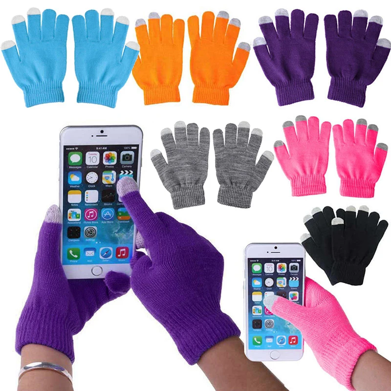 

1 Pair Unisex Winter Warm Capacitive Knit Gloves Hand Warmer For Touches Screen Smart Phone