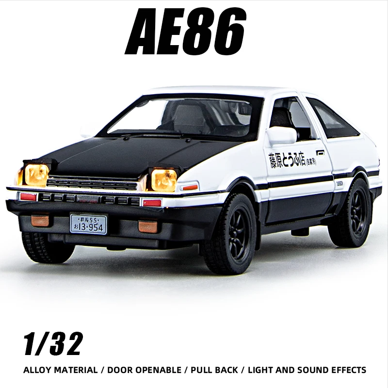 

1:32 AE86 Metal Alloy Toy Car Diecasts Vehicles Decoration Model Miniature Scale Collect Gift Children Boy Pull Back Sound Light