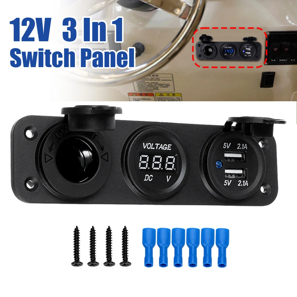 12V 3 In 1 Digital Voltmeter Voltage Car Dual QC3.0 USB Outlet Panel For RV Marine Boat Power Socket Cigarette Lighter Socket
12V 3 In 1 Digital Voltmeter Voltage Car Dual QC3.0 USB Outlet Panel For RV Marine Boat Power Socket Cigarette Lighter Socket