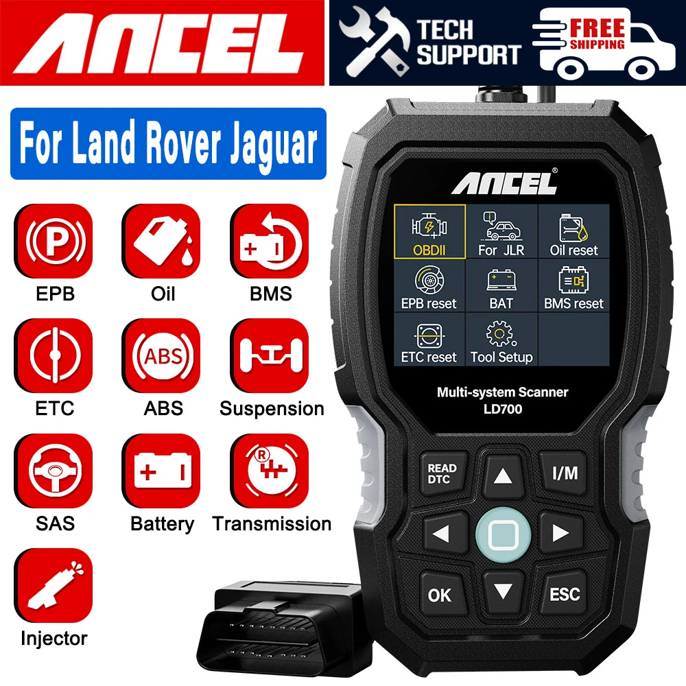 

ANCEL LD700 OBD2 Scanner All Systems Code Reader Check Engine ABS TPMS Oil Reset OBDII Diagnostic Tool for Land Rover Jaguar JLR