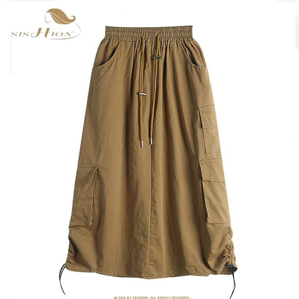 High Elastic Waist Tied Khaki Skirt For Women 2023 Summer Midi Long Skirts Casual Gothic High Street Women's Skirts SR958
High Elastic Waist Tied Khaki Skirt For Women 2023 Summer Midi Long Skirts Casual Gothic High Street Women's Skirts SR958
