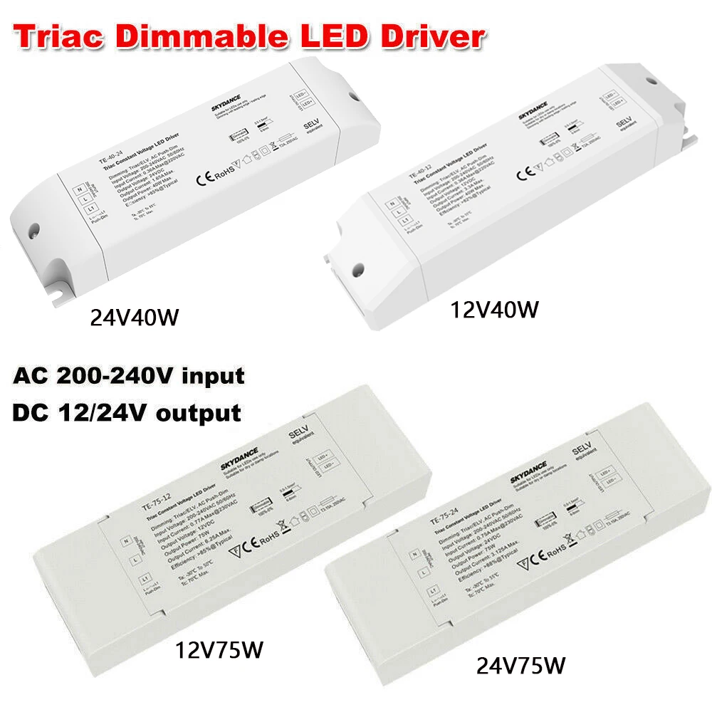 110V 220V 230V to 12V 24V Constant Voltage Triac Dimmer LED Driver PWM Dimming Transformer 40W 75W Power for Single Strip Light
110V 220V 230V to 12V 24V Constant Voltage Triac Dimmer LED Driver PWM Dimming Transformer 40W 75W Power for Single Strip Light