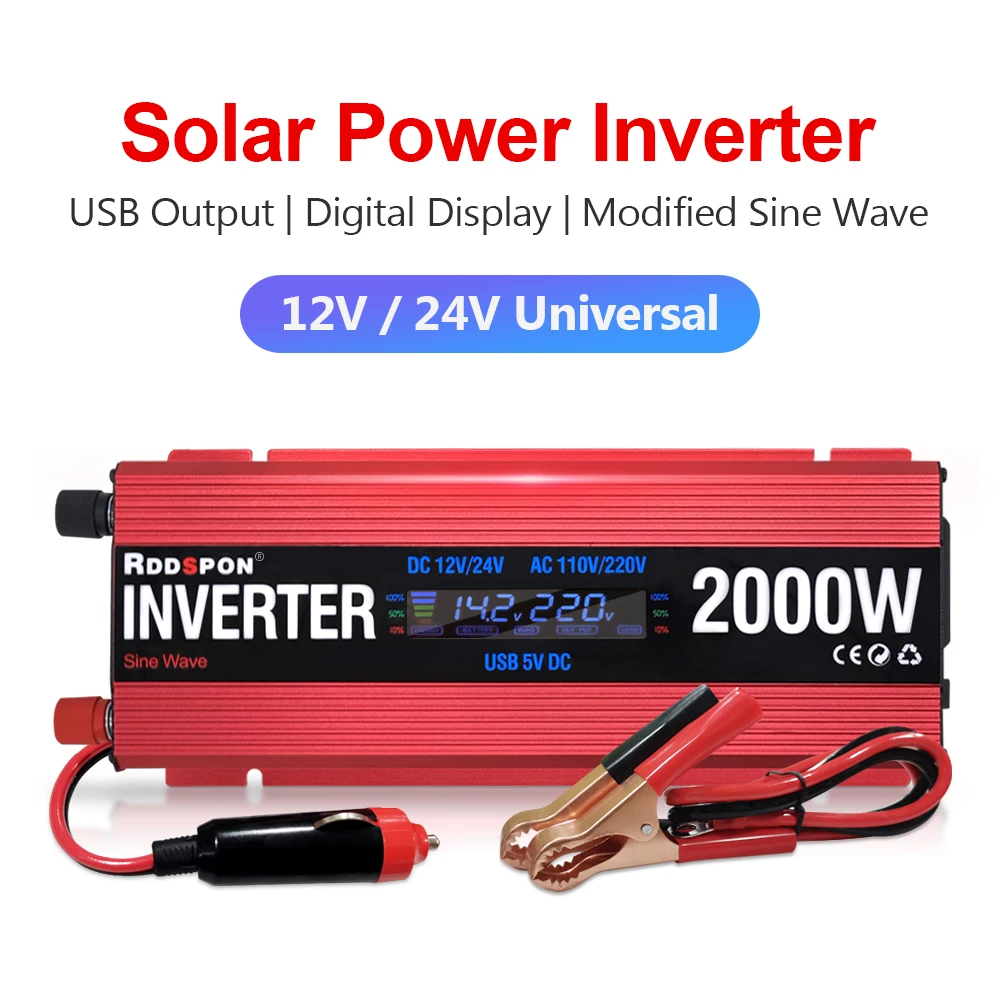 

600W 1000W 2000W Modified Sine Wave Solar Power Inverter DC 12V 24V AC 110V 220V Transformer Voltage Converter USB Car Inverters