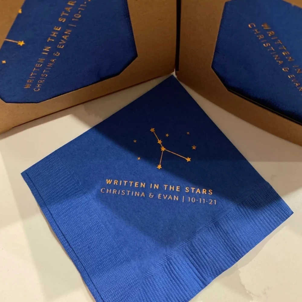 Personalized Written In The Stars Astrological Wedding Cocktail Napkins, Party Napkins,Foil Napkin, Beverage Napkin, 50pcs
Personalized Written In The Stars Astrological Wedding Cocktail Napkins, Party Napkins,Foil Napkin, Beverage Napkin, 50pcs