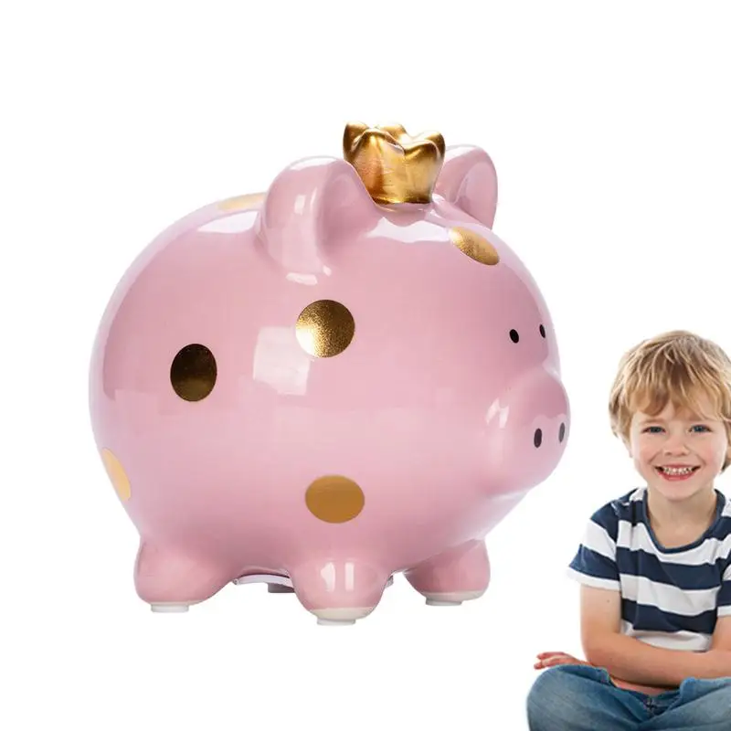 

Pig Bank Cash Coin Atm Ceramic Crown Pig Bank For Boys Girls Safe Coin Banks Money Saving Box Cute Kids Room Deck Decor For