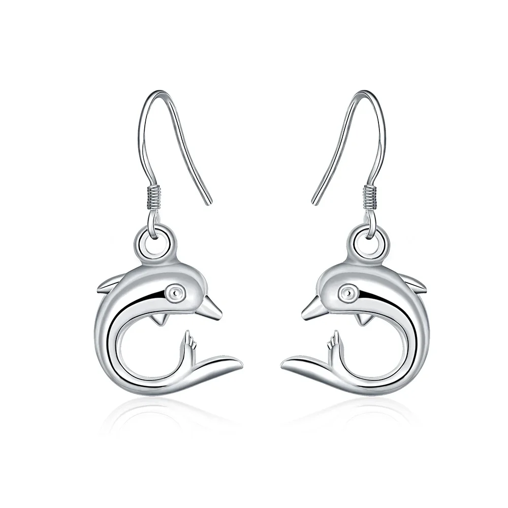 

Christmas gift Wedding silver color dolphin anime charms women Lady earring brinco jewelry best lowest price LE021