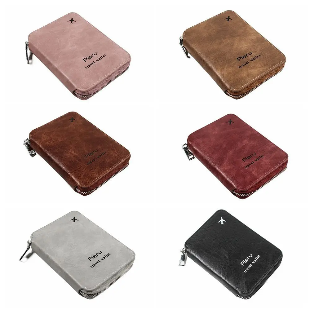 

Multi-functional Zipper Passport Bag RFID Anti-theft Waterproof Travel Wallet PU Leather with Large Space Credit ID Card Holder