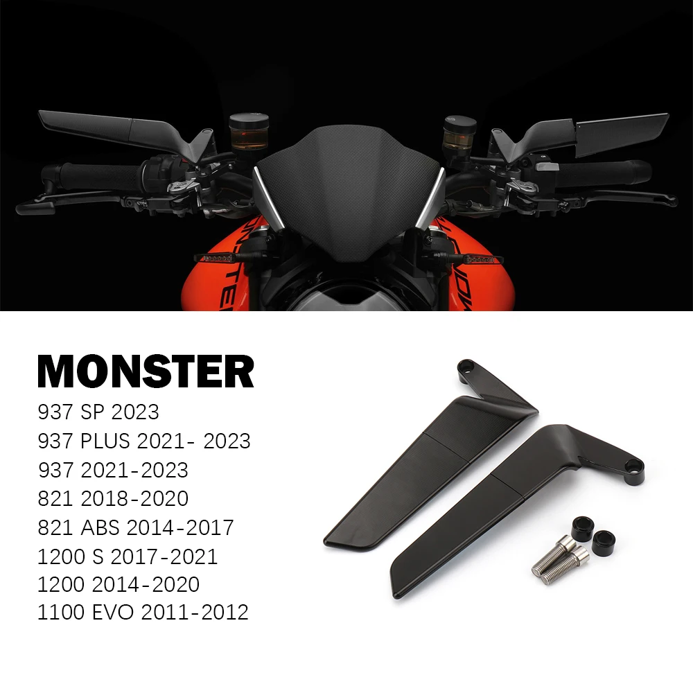 

Monster 937 SP Accessories for Ducati 1200 S Plus 821 ABS 1100 EVO Motorcycle Stealth Mirrors Adjustable Winglets Aluminum