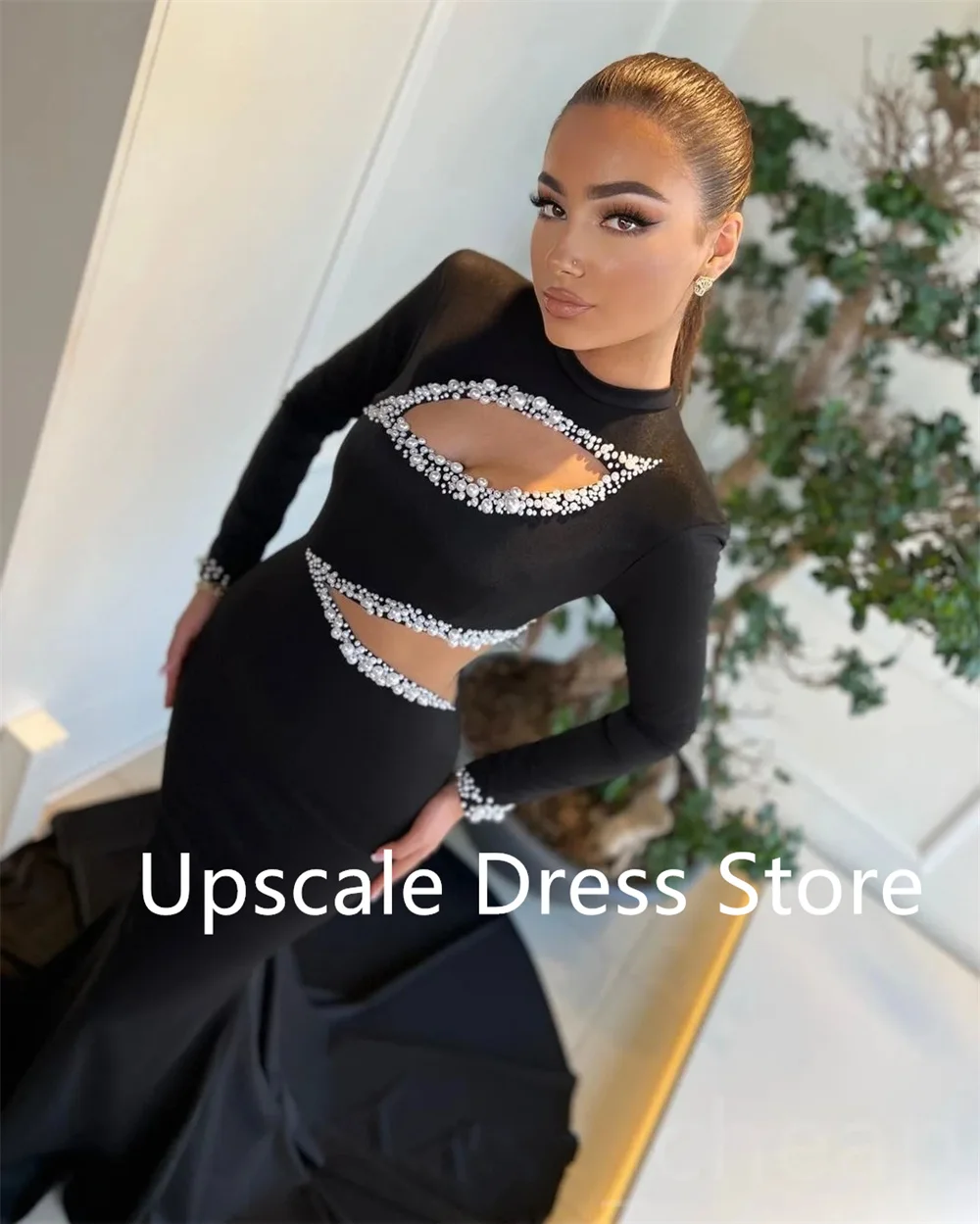 

2024 Arabic Aso Ebi Black Mermaid Prom Dresses Pearls Satin Evening Formal Party Women's Evening Dresses فساتين للحفلات الراقصة