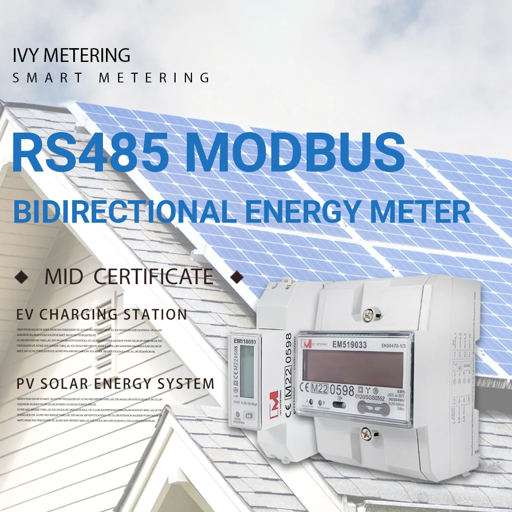 

EM118089 90 91 EM519032 33 24 3 Phase RS485 Modbus German Eichrecht standard Bidirectional Smart Energy Meter With MID Approval