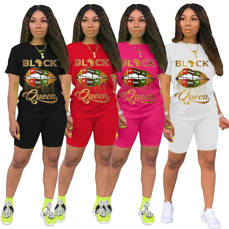 Fashion Casual Set Lips Queen Printed Short Sleeve Set Two-piece Women Short Sleeve T Shirt & High Waist Shorts Tee Top Pants
Fashion Casual Set Lips Queen Printed Short Sleeve Set Two-piece Women Short Sleeve T Shirt & High Waist Shorts Tee Top Pants