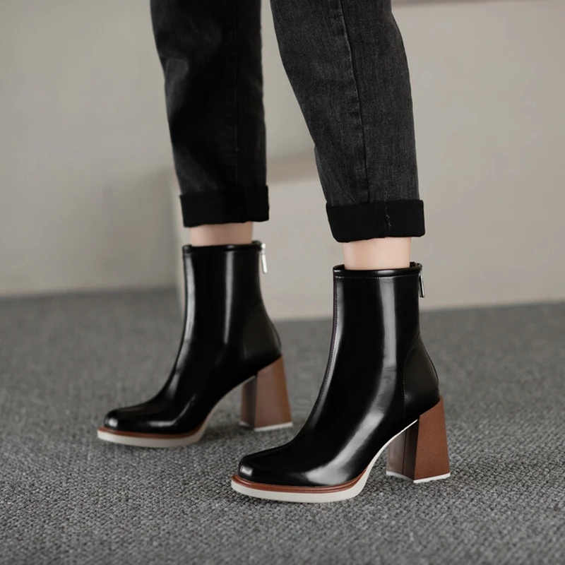 NEW Fall Shoes Women Split Leather Boots Round Toe Chunky Shoes for Women Zipper Ankle Boots Eengent High Heel Boots for Women 
NEW Fall Shoes Women Split Leather Boots Round Toe Chunky Shoes for Women Zipper Ankle Boots Eengent High Heel Boots for Women