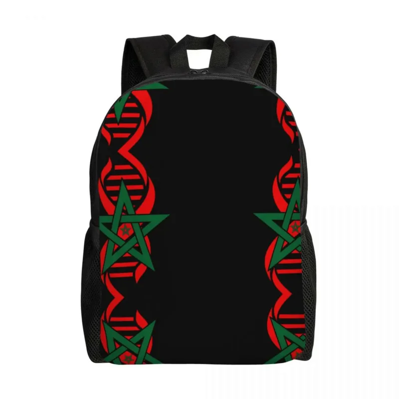 

My DNA Is Moroccan Roots Travel Backpack Men Women School Computer Bookbag Morocco Flag Pride College Student Daypack Bags