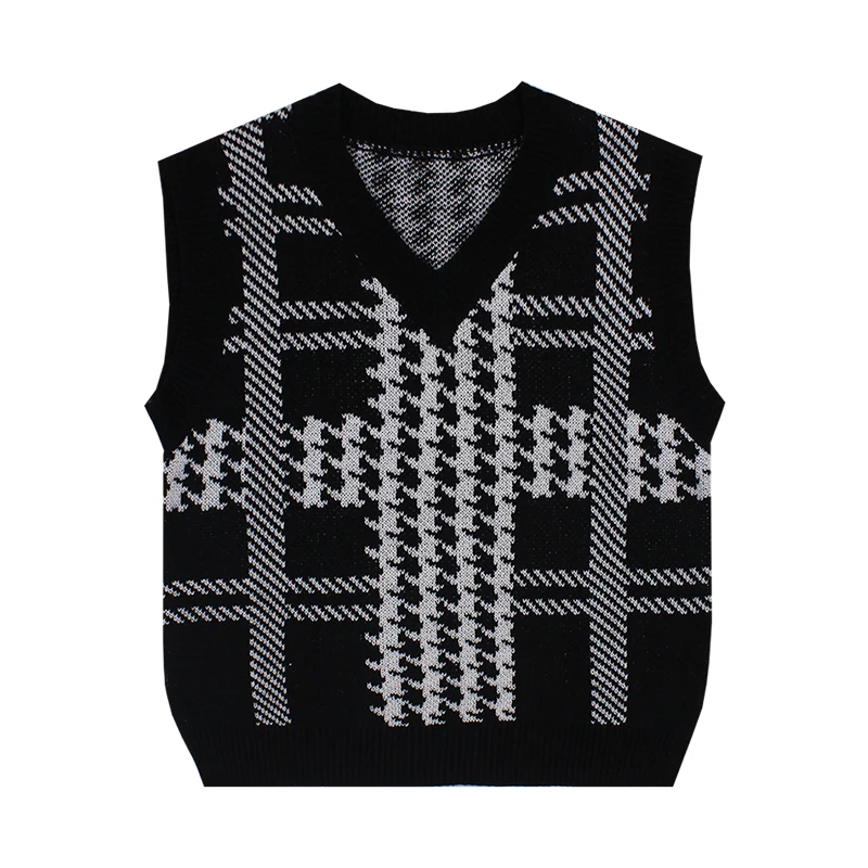 Spring Autumn Women Plaid Knit Sweater Vest V-neck Loose Casual Short Sleeveless Knitted Pullover Tops Ladies Waistcoat Jumper
Spring Autumn Women Plaid Knit Sweater Vest V-neck Loose Casual Short Sleeveless Knitted Pullover Tops Ladies Waistcoat Jumper