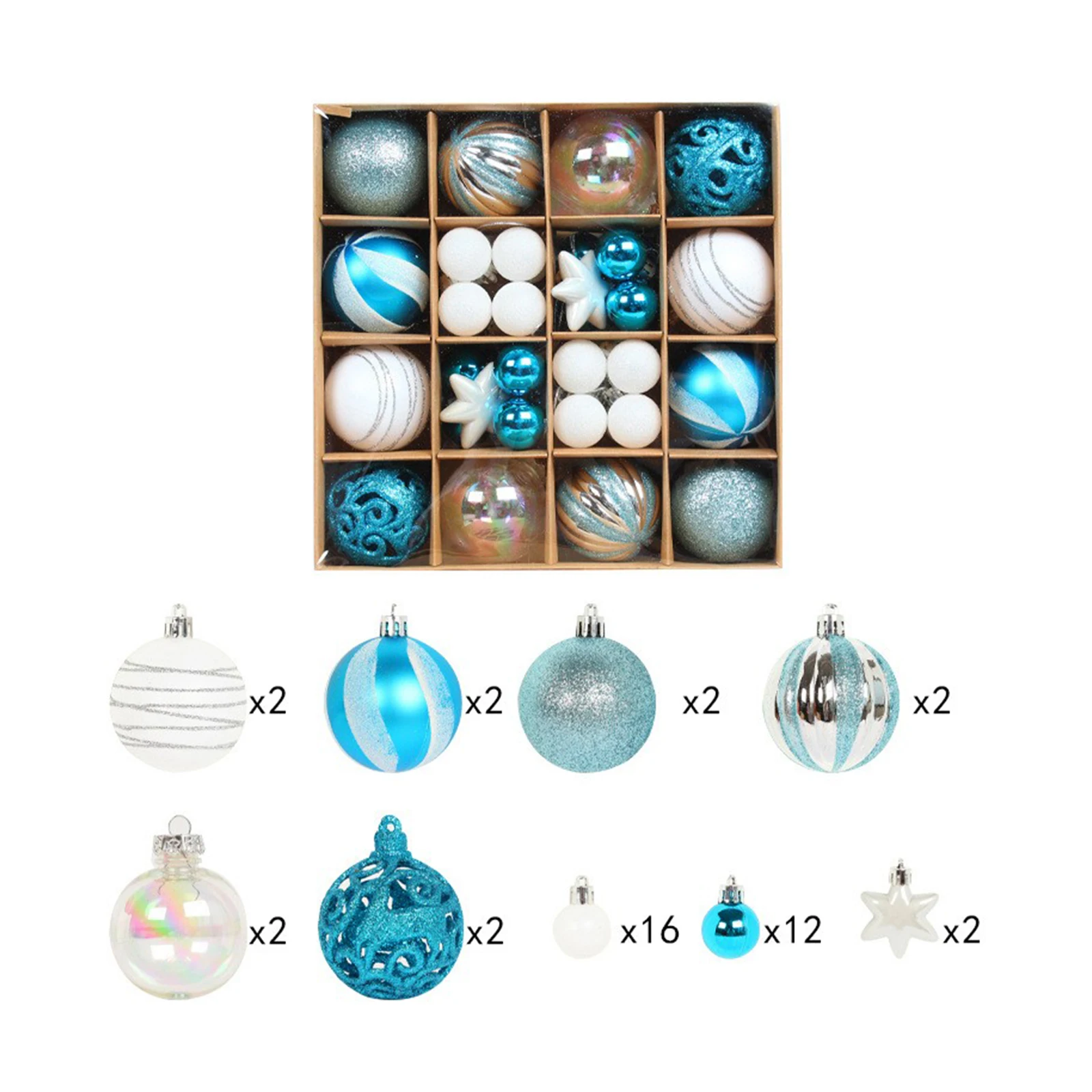 

Christmas Balls Gift Box Holiday Decoration Painted Electroplating 42PCS Home Decor 42pcs/set Red And White Charm Pendant