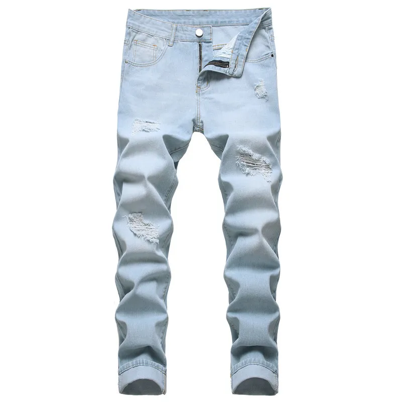 Large Size Men's Jeans Holes Straight Light Blue Elastic Jeans Spring And Summer Casual Trousers Fashion 90s Jeans For Men
Large Size Men's Jeans Holes Straight Light Blue Elastic Jeans Spring And Summer Casual Trousers Fashion 90s Jeans For Men
