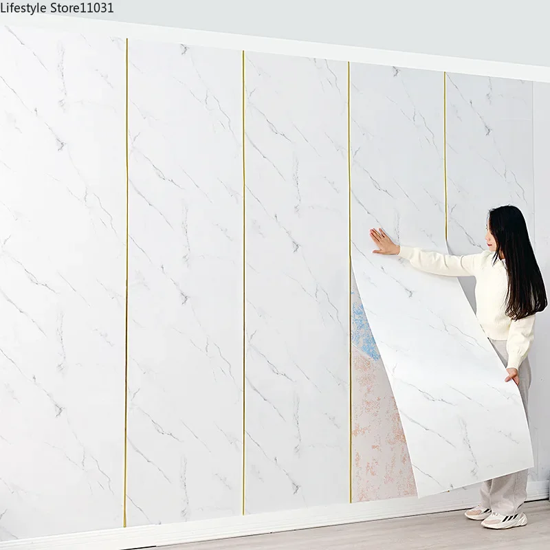 

Thickened Wallpaper Self-adhesive Imitation Ceramic Tiles Aluminum-plastic Panels, 3D Waterproof Marble Background Wall Stickers