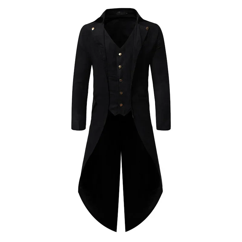 

Пальто в средневековом стиле мужской, пиратский костюм викингов, черная куртка в стиле стимпанк, эпохи Возрождения, деловой смокинг, готика